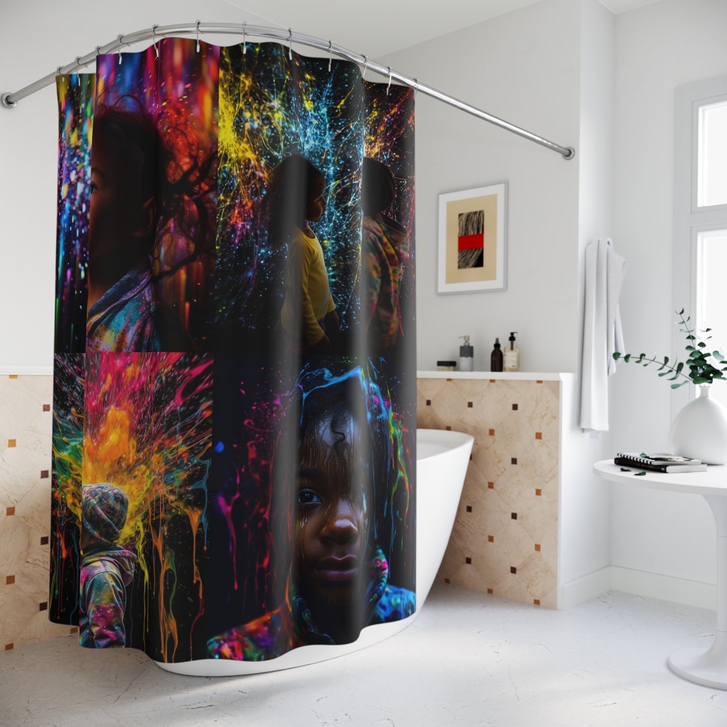 Polyester Shower Curtain kids color rain 4 pack