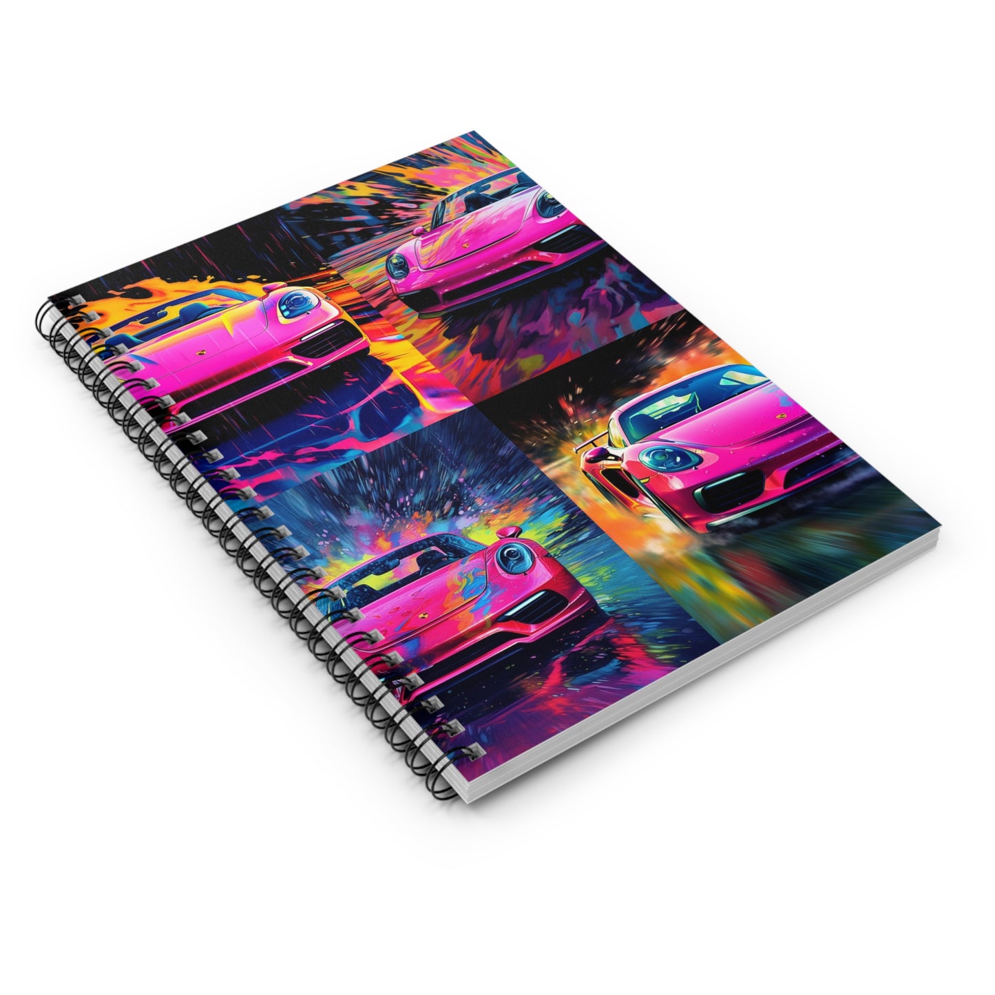 Spiral Notebook - Ruled Line Pink Porsche water fusion 5