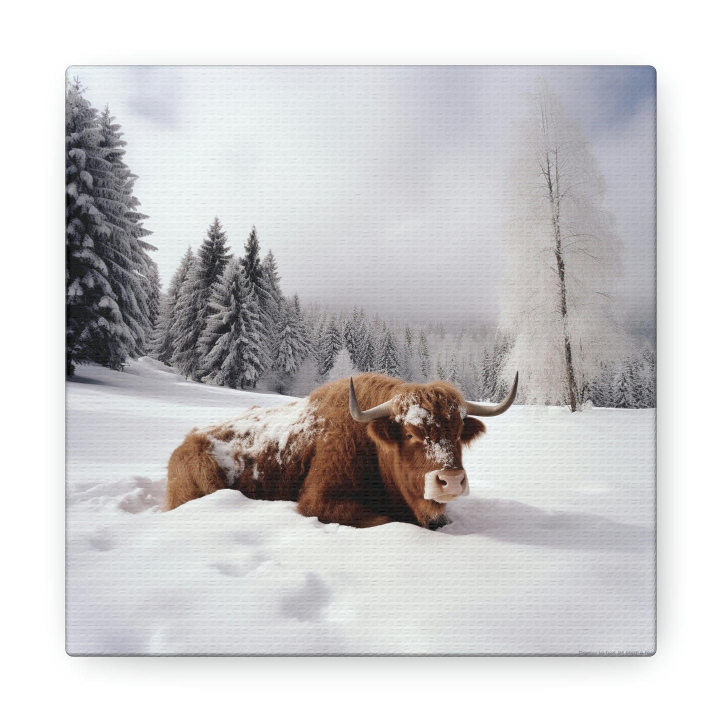 Canvas Gallery Wraps Cow Snow 2