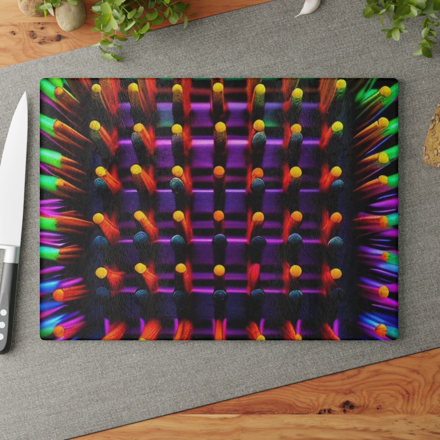 Glass Cutting Board Macro Cactus neon square 2