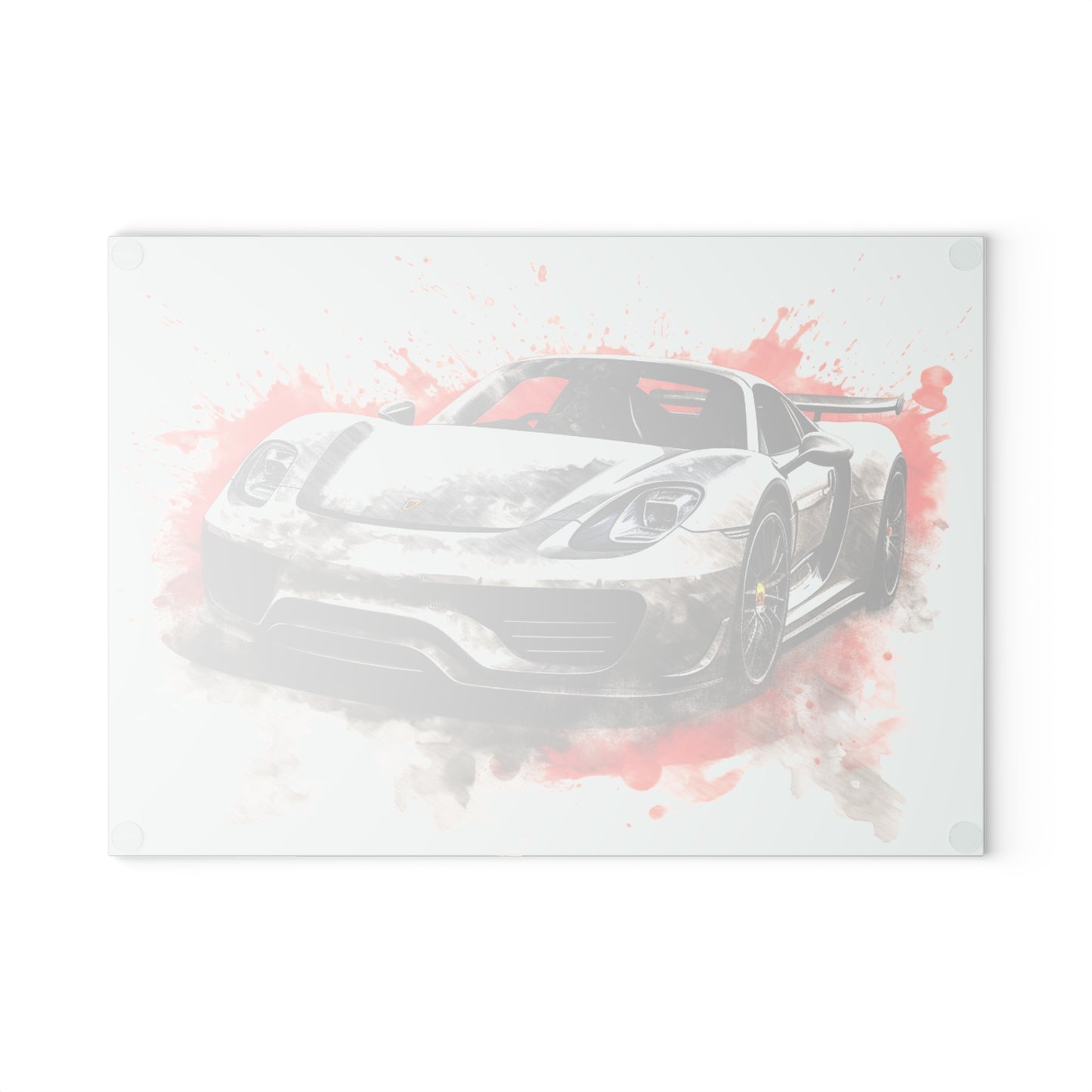 Glass Cutting Board 918 Spyder white background driving fast with water splashing 4