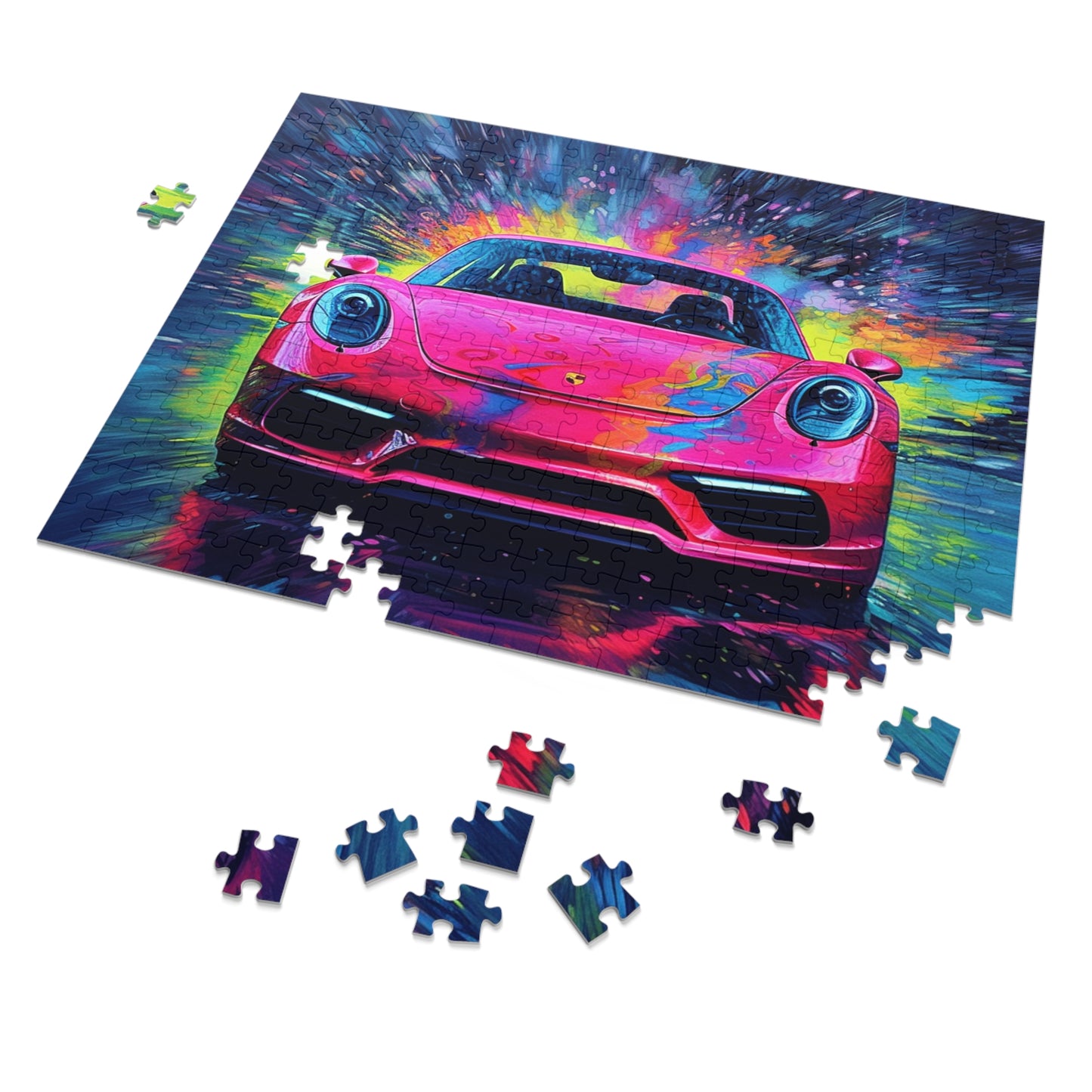 Jigsaw Puzzle (30, 110, 252, 500,1000-Piece) Pink Porsche water fusion 3