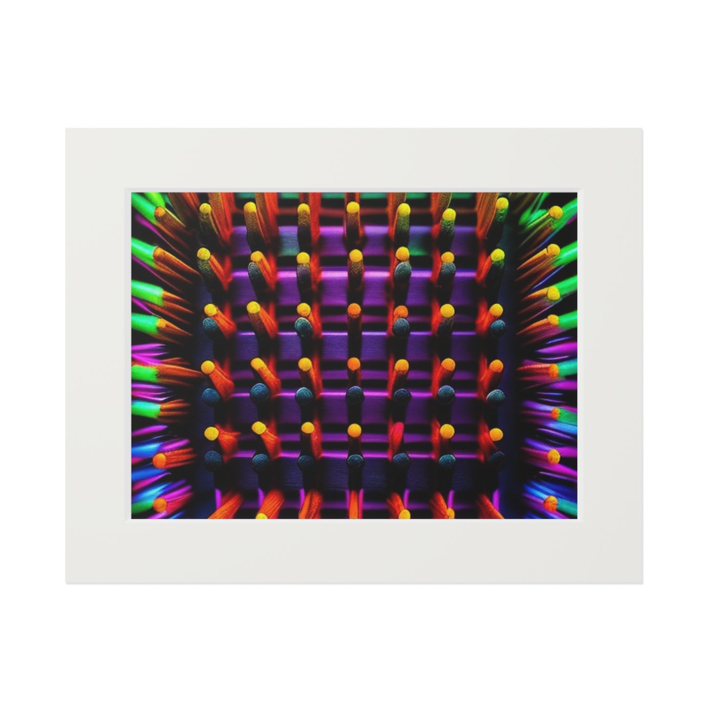 Fine Art Prints (Passepartout Paper Frame) Macro Cactus neon square 2
