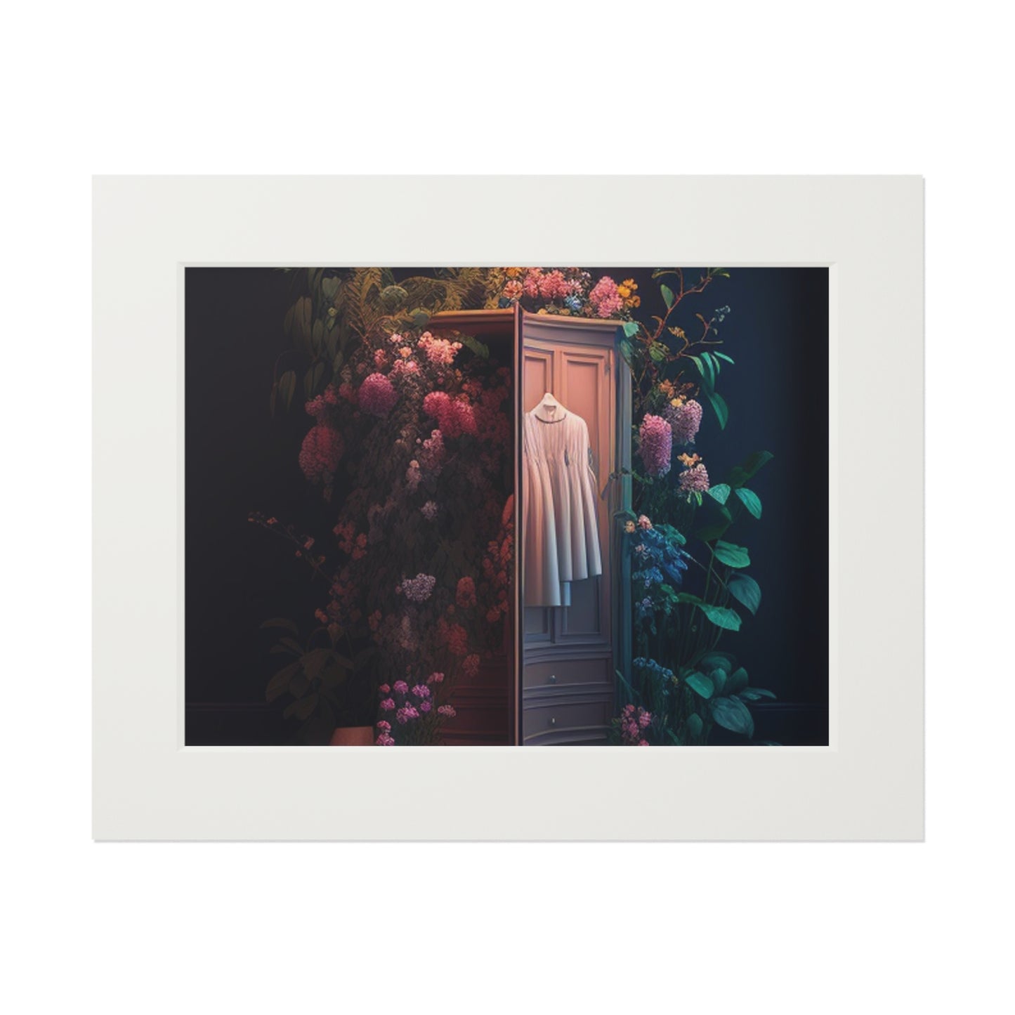 Fine Art Prints (Passepartout Paper Frame) A Wardrobe Surrounded by Flowers 3