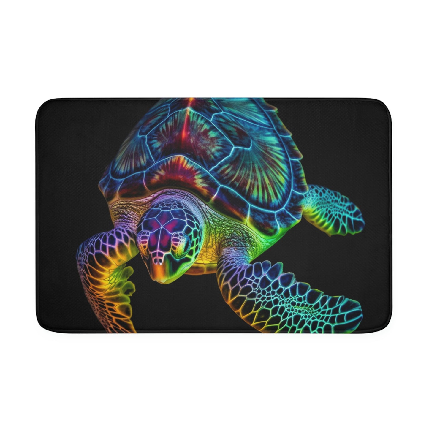 Memory Foam Bath Mat neon sea turtle 1