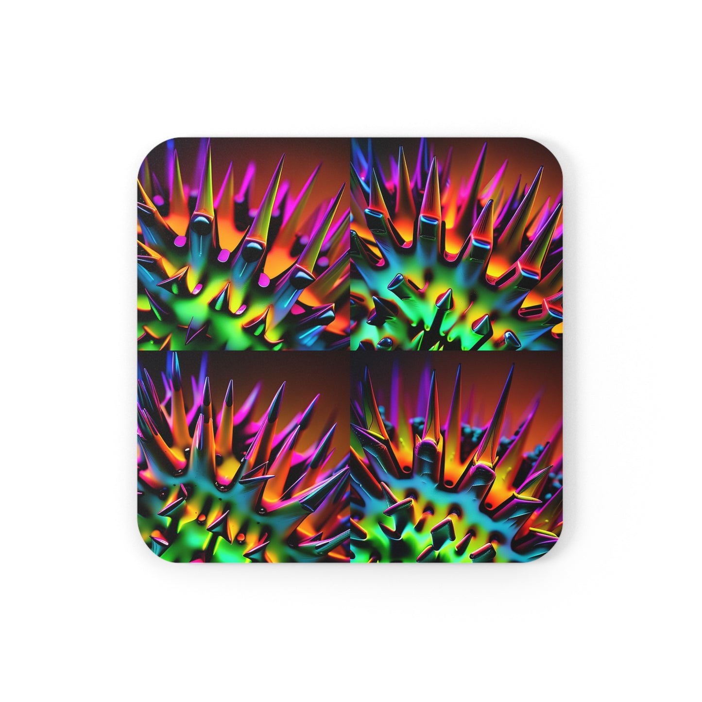 Cork Back Coaster Macro Neon Spike