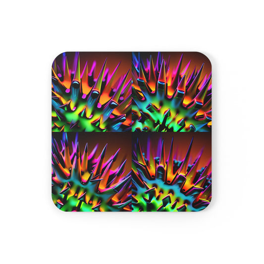 Cork Back Coaster Macro Neon Spike