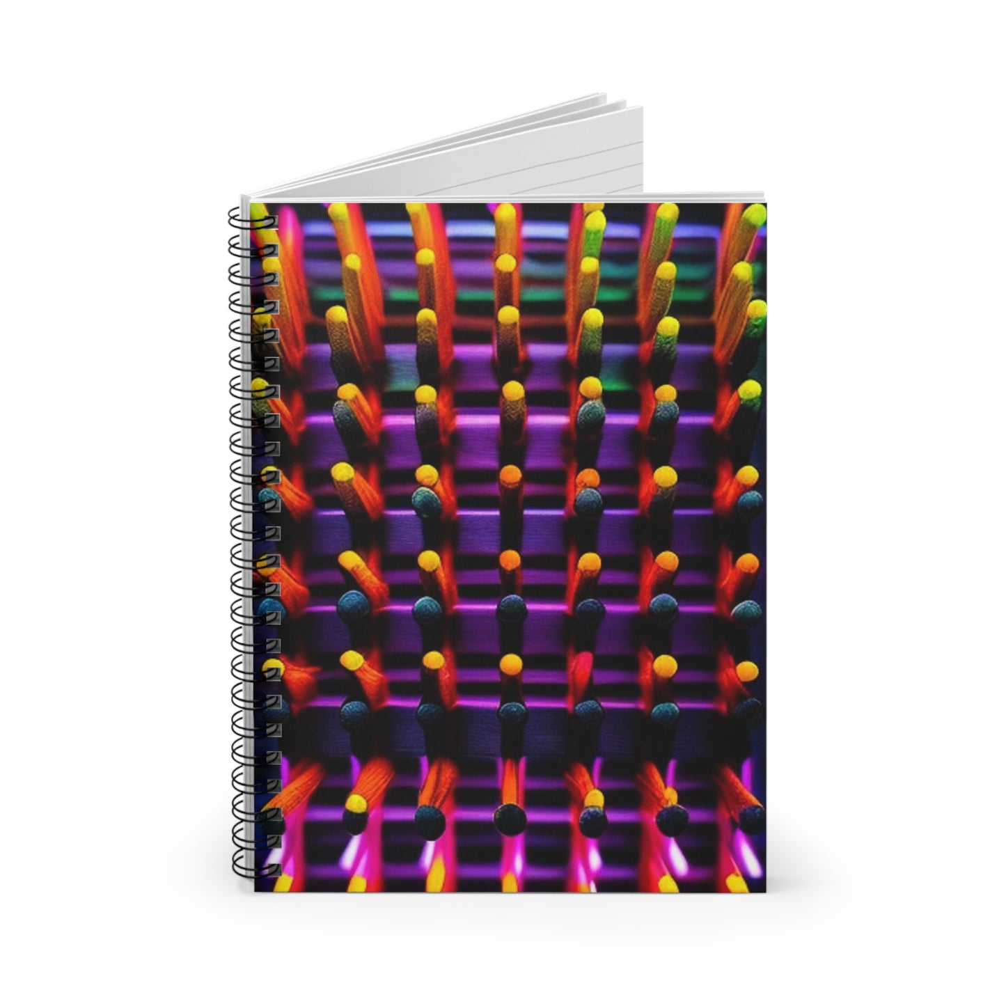 Spiral Notebook - Ruled Line Macro Cactus neon square 2