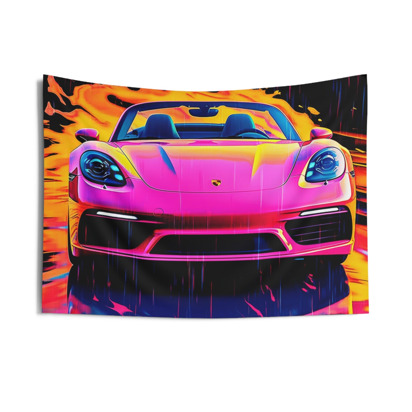 Indoor Wall Tapestries Pink Porsche water fusion 1