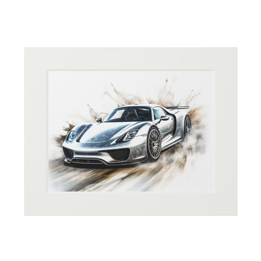Fine Art Prints (Passepartout Paper Frame) 918 Spyder white background driving fast with water splashing 2