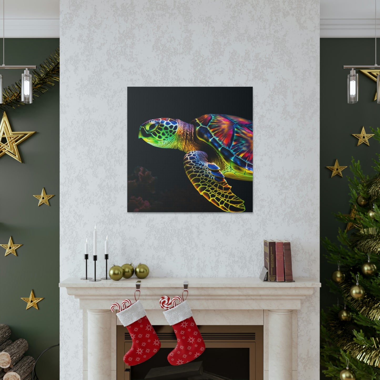 Canvas Gallery Wraps Neon Sea Turtle 4