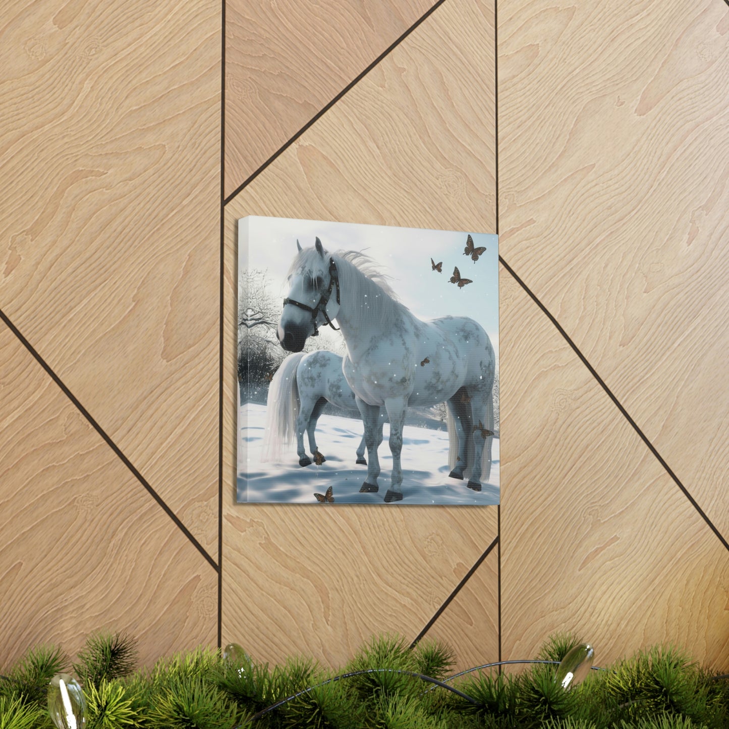 Canvas Gallery Wraps Butterfly Snow Horses 1