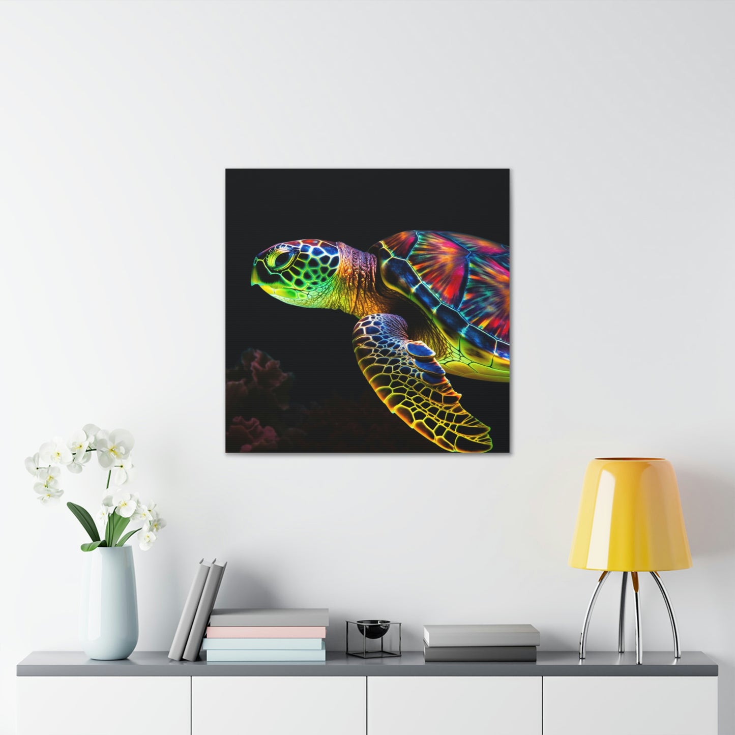 Canvas Gallery Wraps Neon Sea Turtle 4