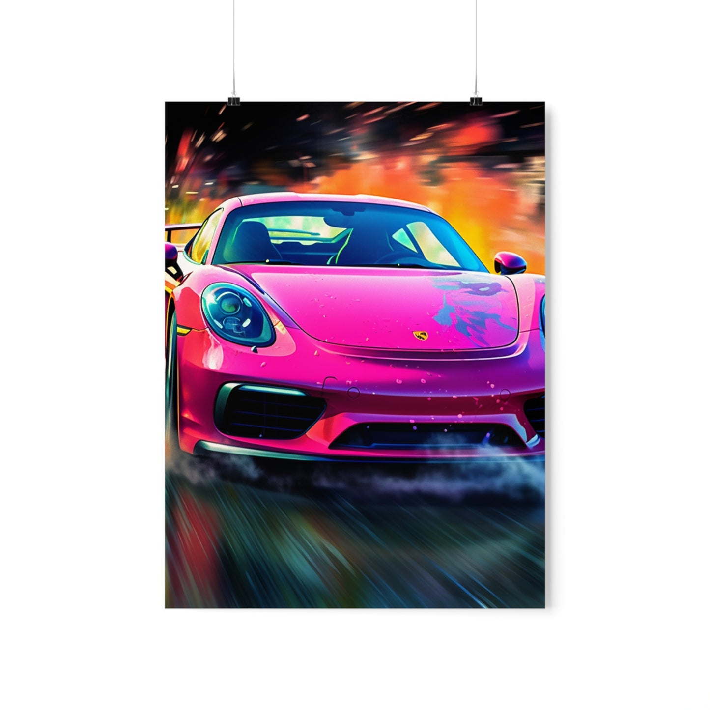 Premium Matte Vertical Posters Pink Porsche water fusion 4