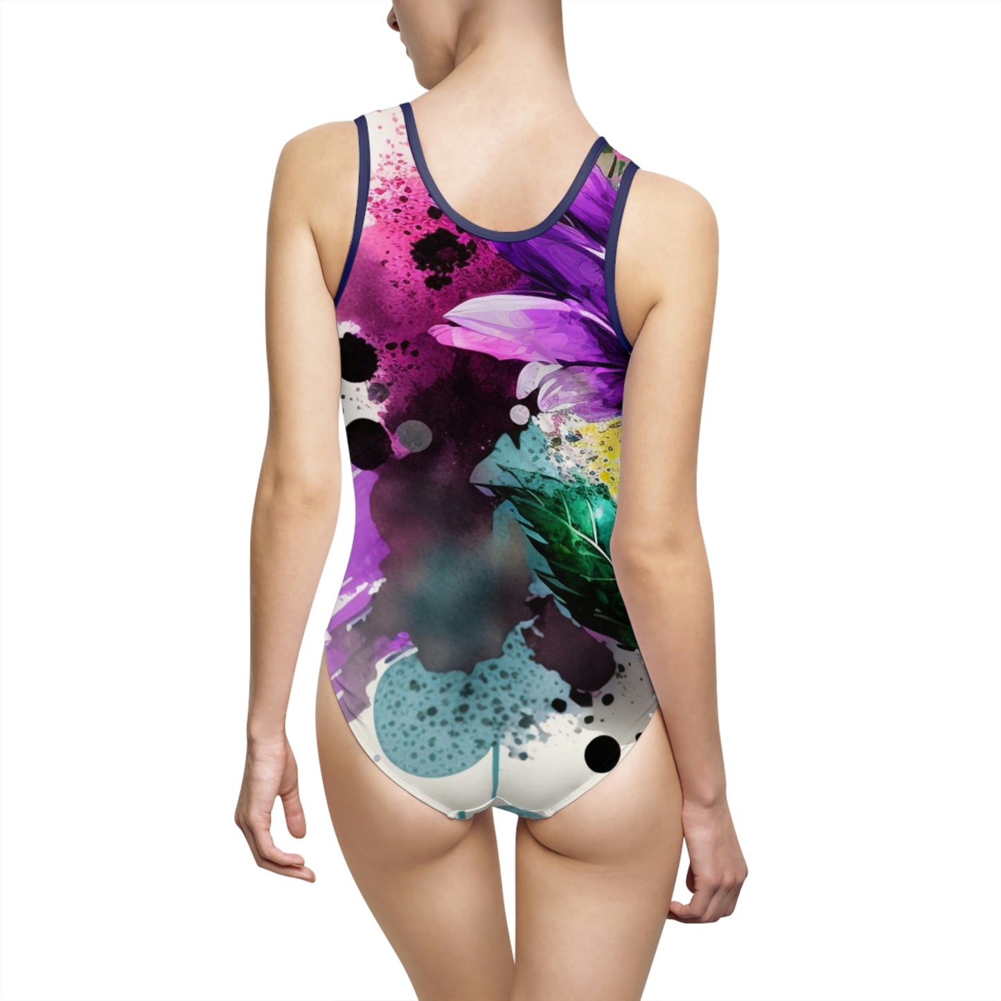Women's Classic One-Piece Swimsuit (AOP) Bright Spring Flowers 1