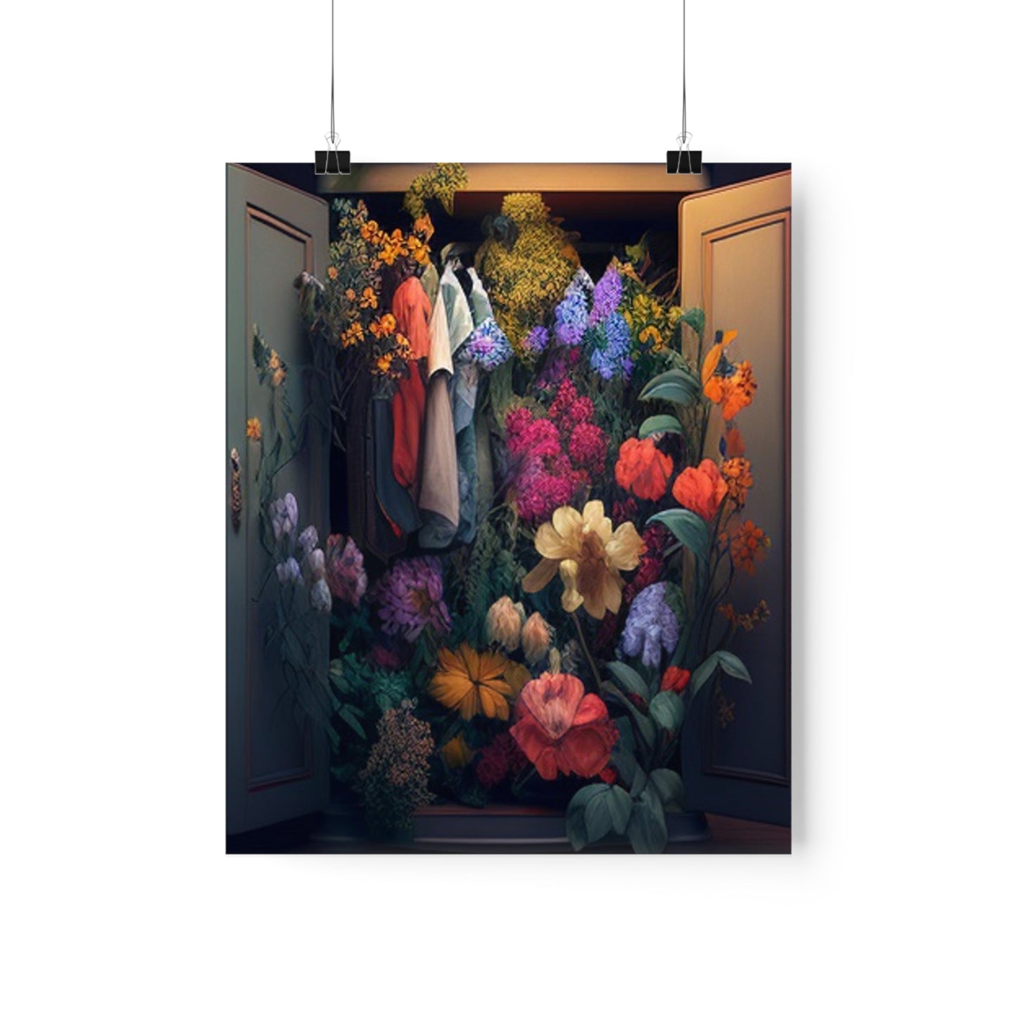 Premium Matte Vertical Posters A Wardrobe Surrounded by Flowers 4