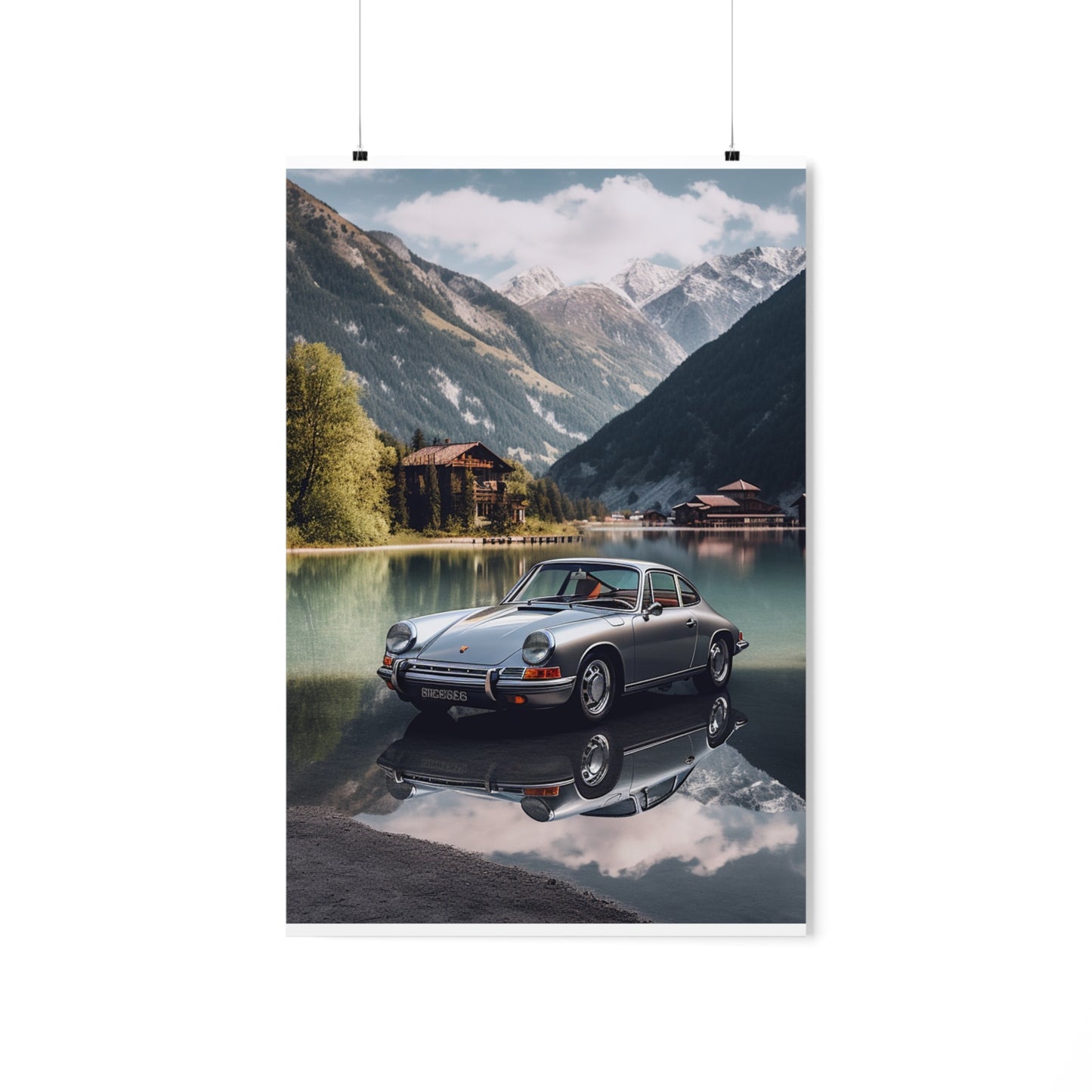 Premium Matte Vertical Posters Porsche Lake 2