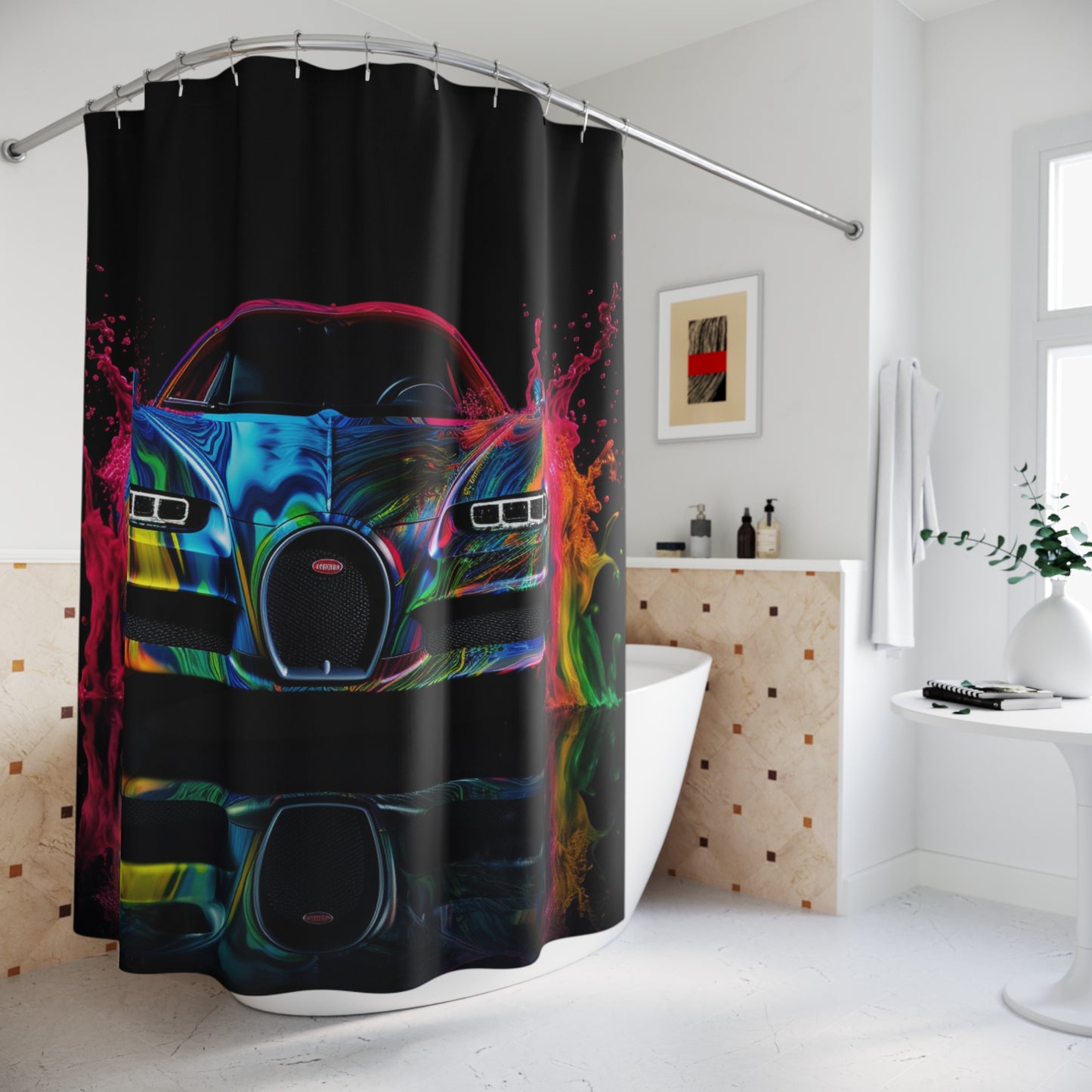 Polyester Shower Curtain Bugatti water 4