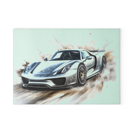 Glass Cutting Board 918 Spyder white background driving fast with water splashing 2