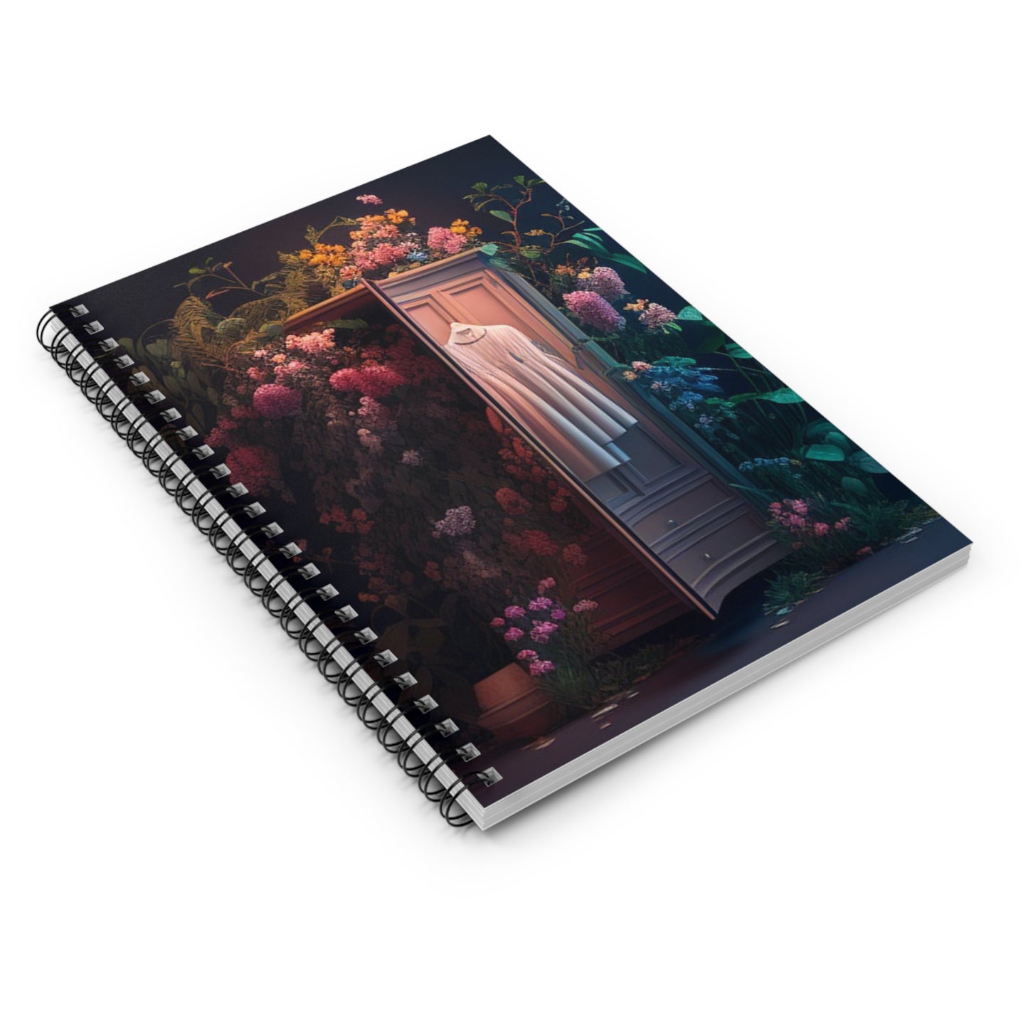 Spiral Notebook - Ruled Line A Wardrobe Surrounded by Flowers 3