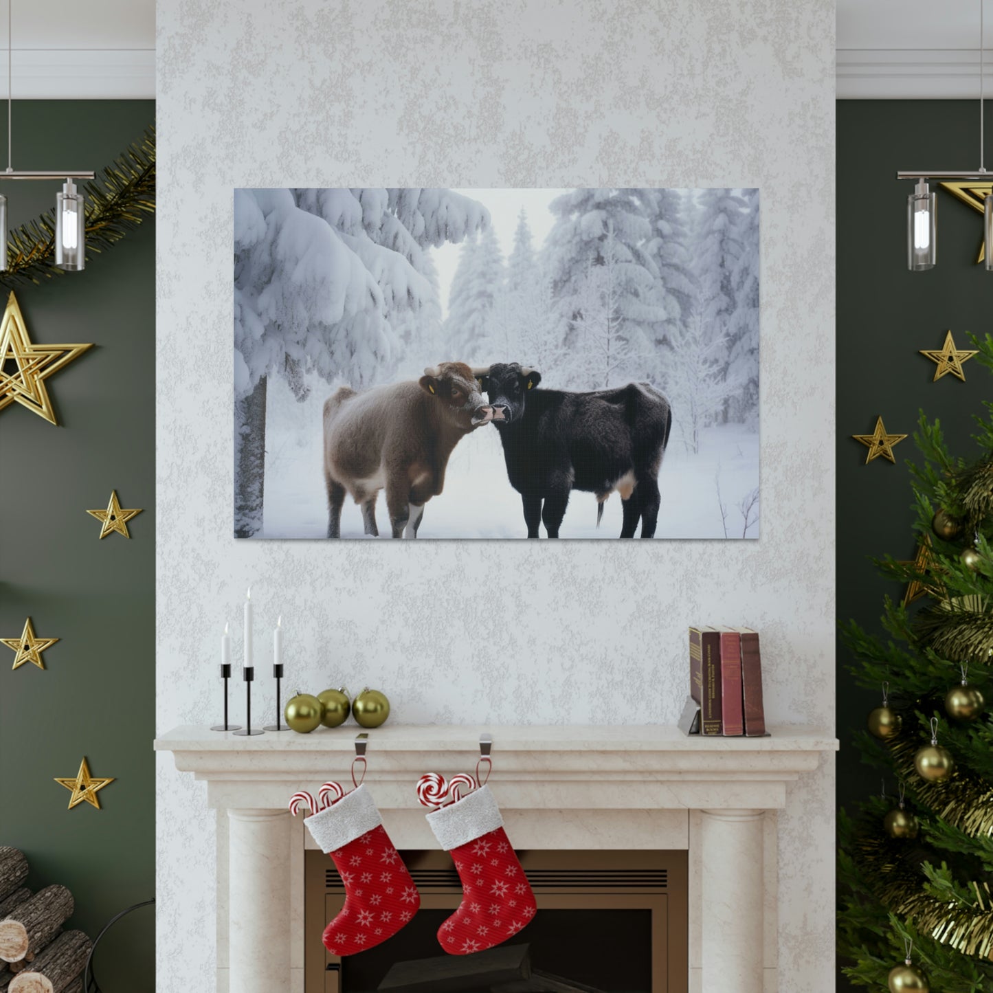 Canvas Gallery Wraps Long Haired Cow snow 3