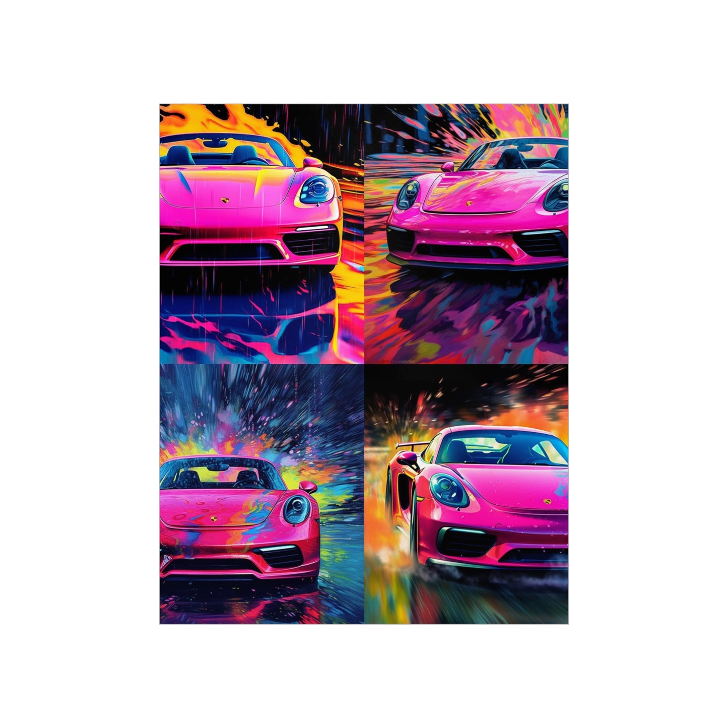 Premium Matte Vertical Posters Pink Porsche water fusion 5