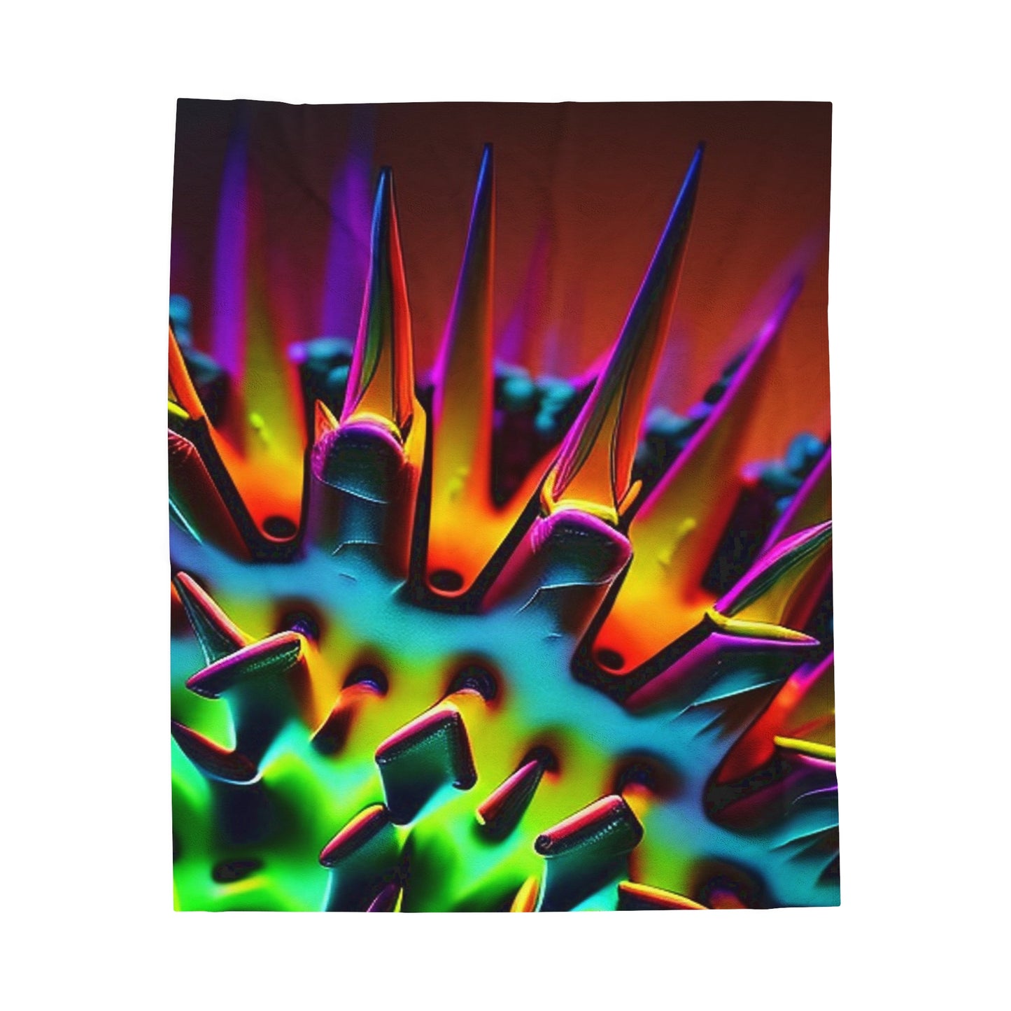 Velveteen Plush Blanket  Macro Neon Spike 4