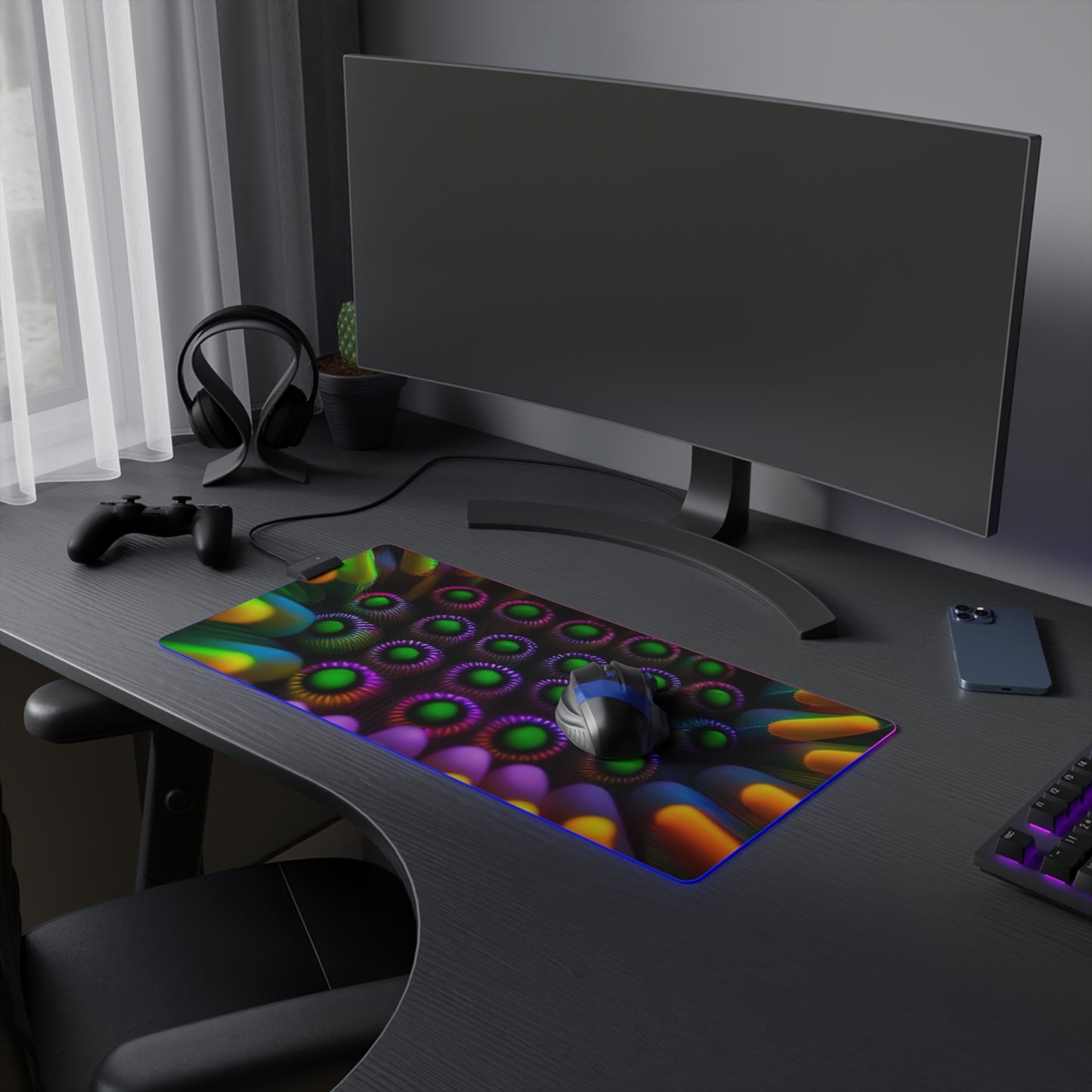 LED Gaming Mouse Pad Macro Cactus neon square 4