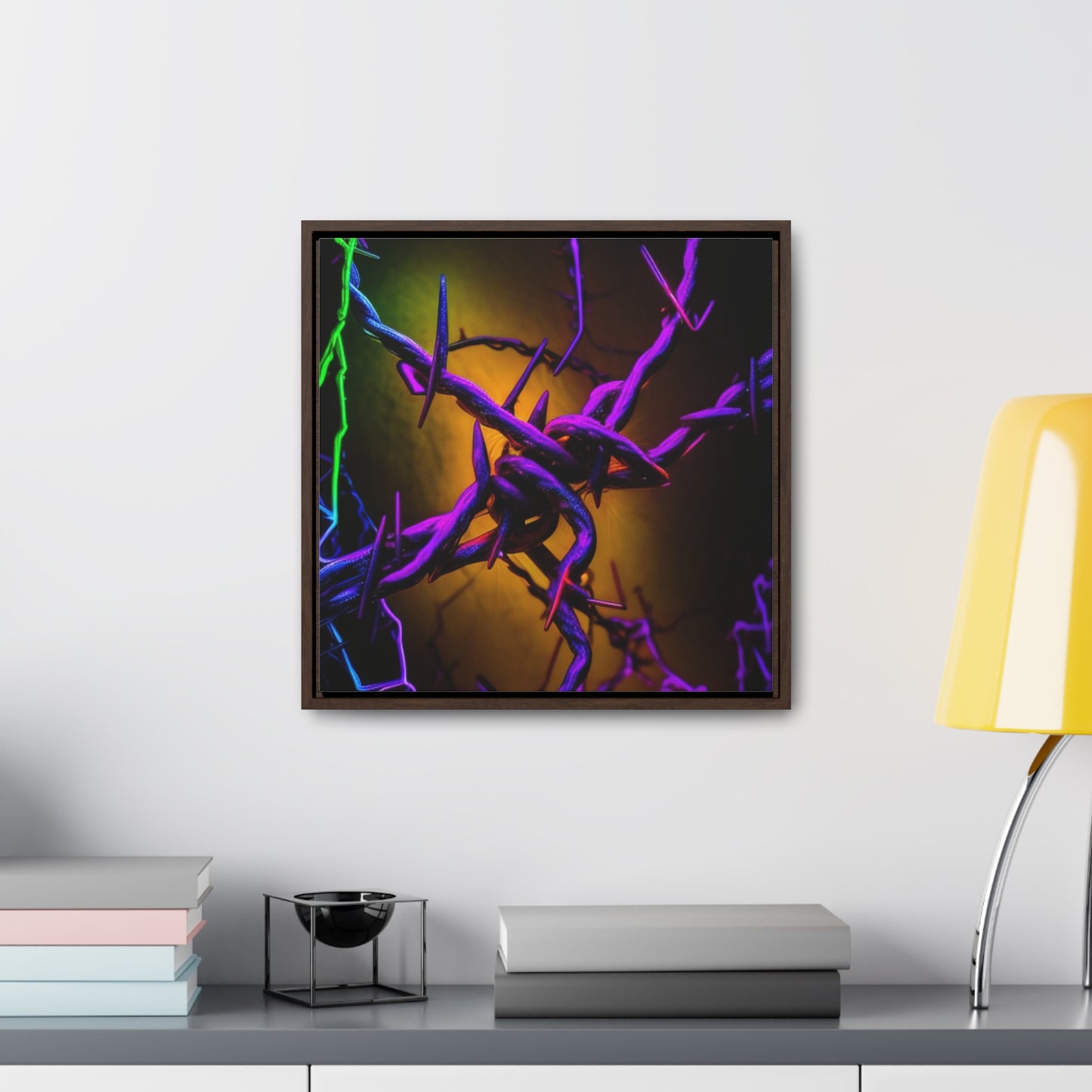 Gallery Canvas Wraps, Square Frame Macro Neon Barb 1