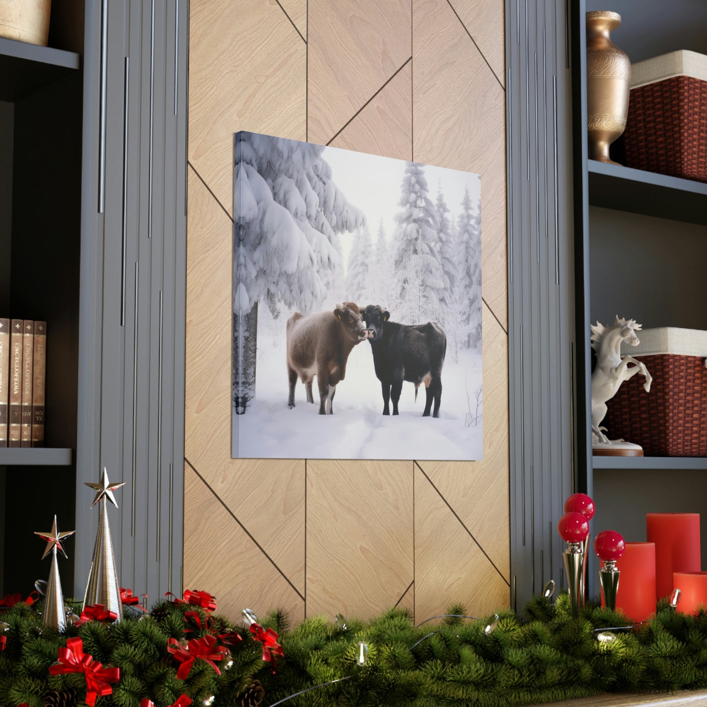 Canvas Gallery Wraps Long Haired Cow snow 3