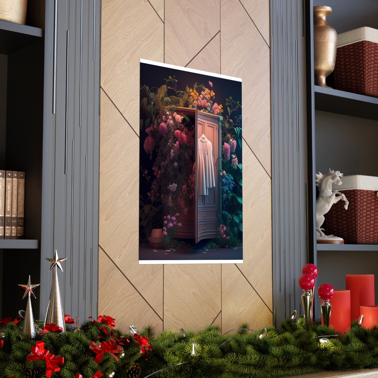 Premium Matte Vertical Posters A Wardrobe Surrounded by Flowers 3