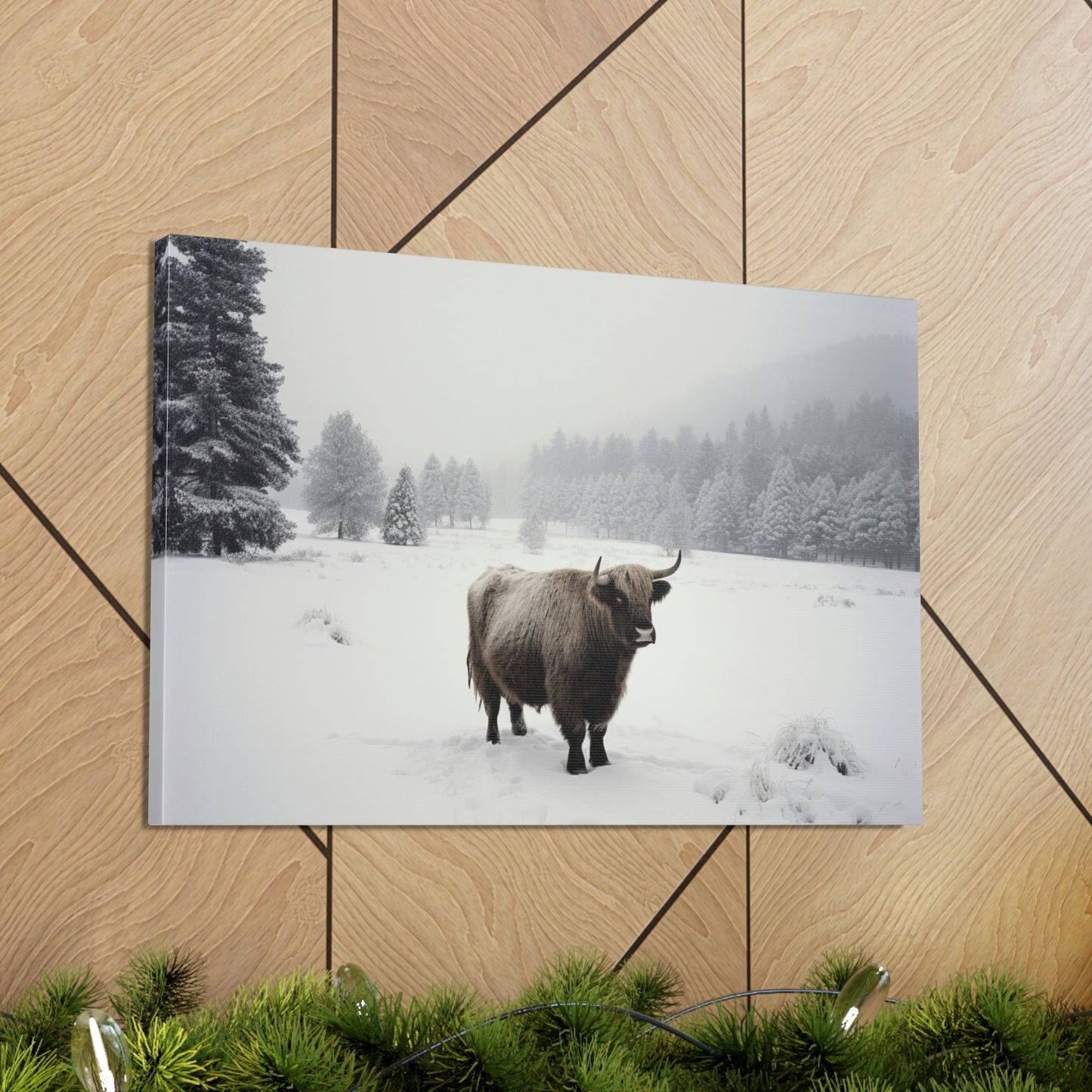 Canvas Gallery Wraps Cow Snow 4