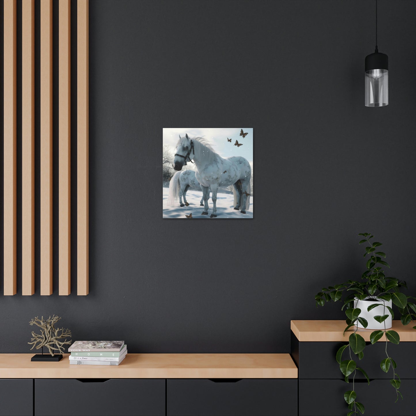 Canvas Gallery Wraps Butterfly Snow Horses 1