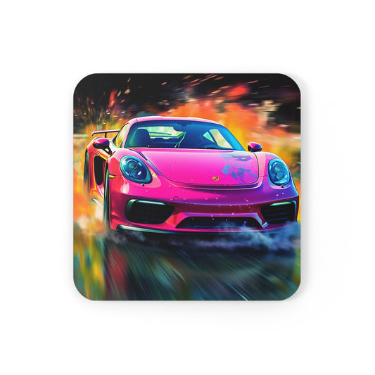 Cork Back Coaster Pink Porsche water fusion 4