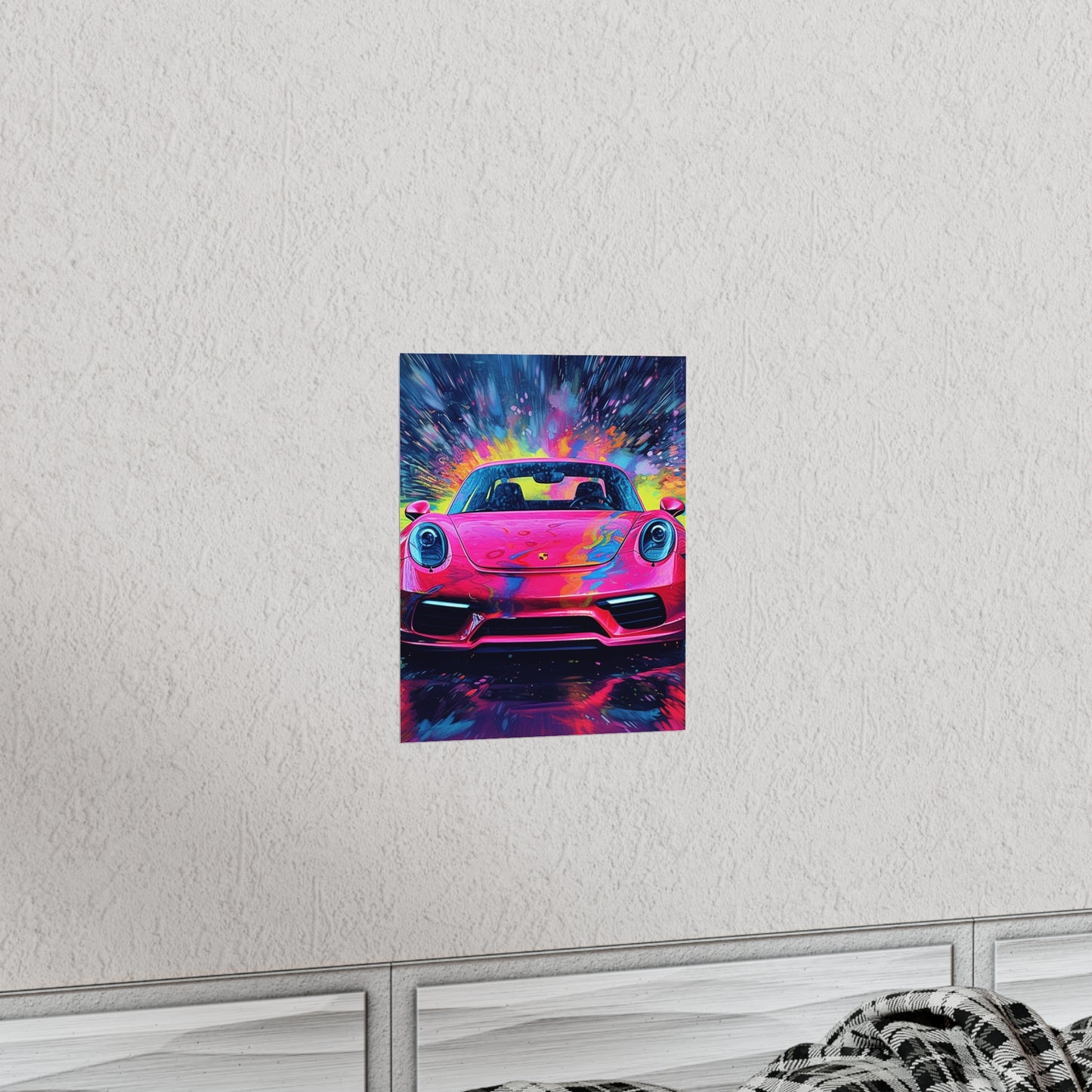 Premium Matte Vertical Posters Pink Porsche water fusion 3