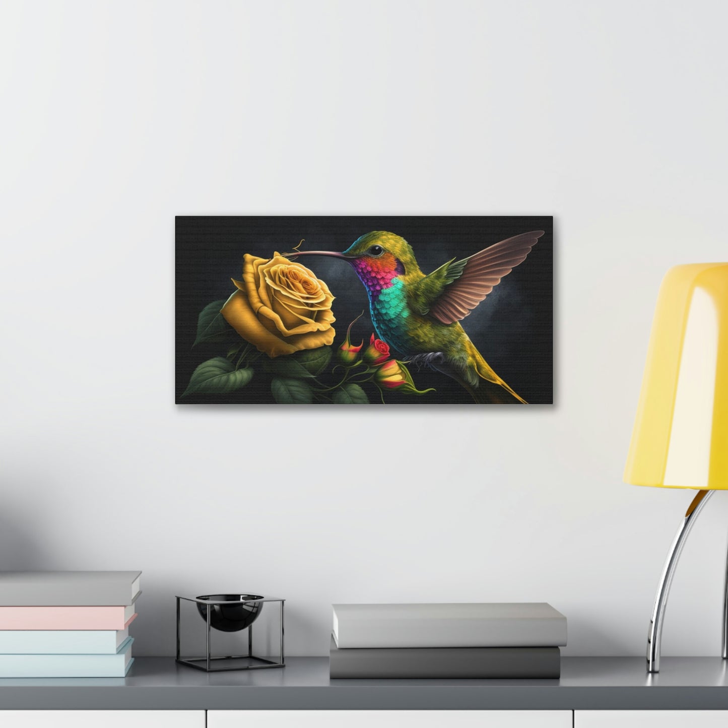 hummingbird yellow rose