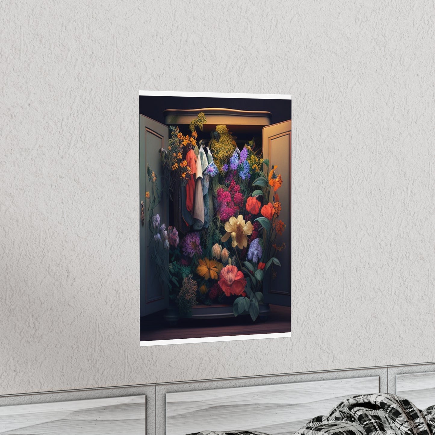 Premium Matte Vertical Posters A Wardrobe Surrounded by Flowers 4