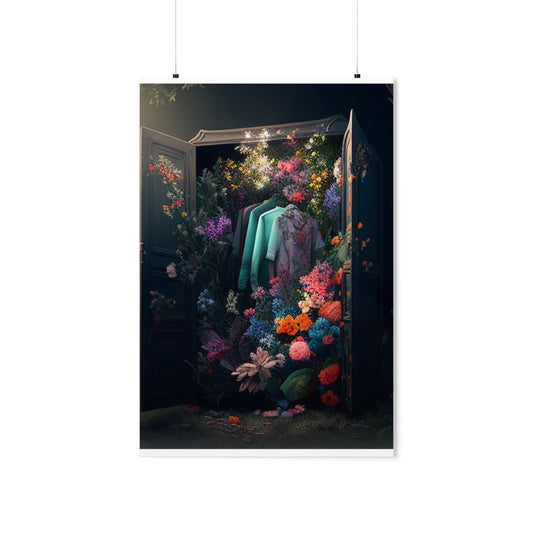 Premium Matte Vertical Posters A Wardrobe Surrounded by Flowers 1