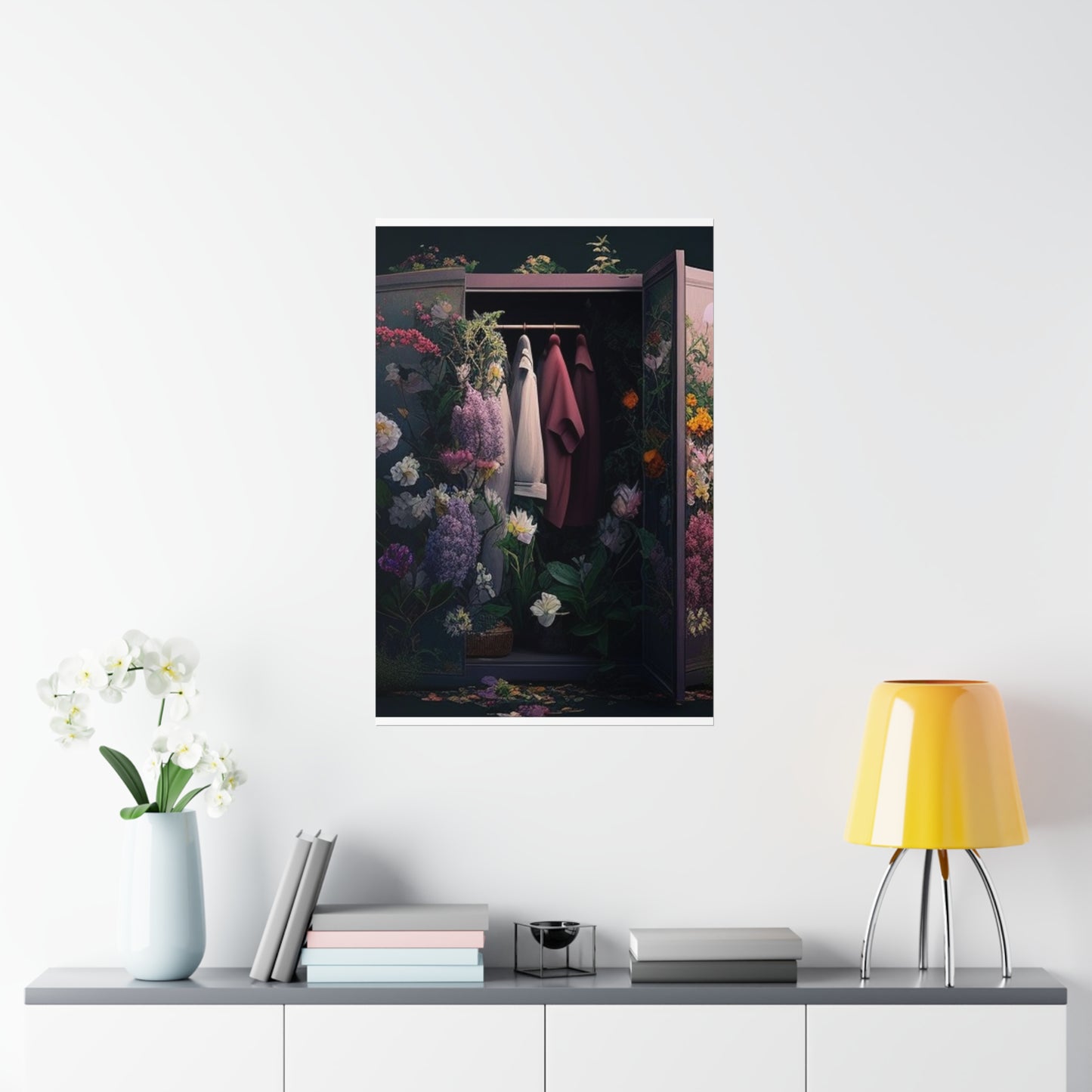 Premium Matte Vertical Posters A Wardrobe Surrounded by Flowers 2