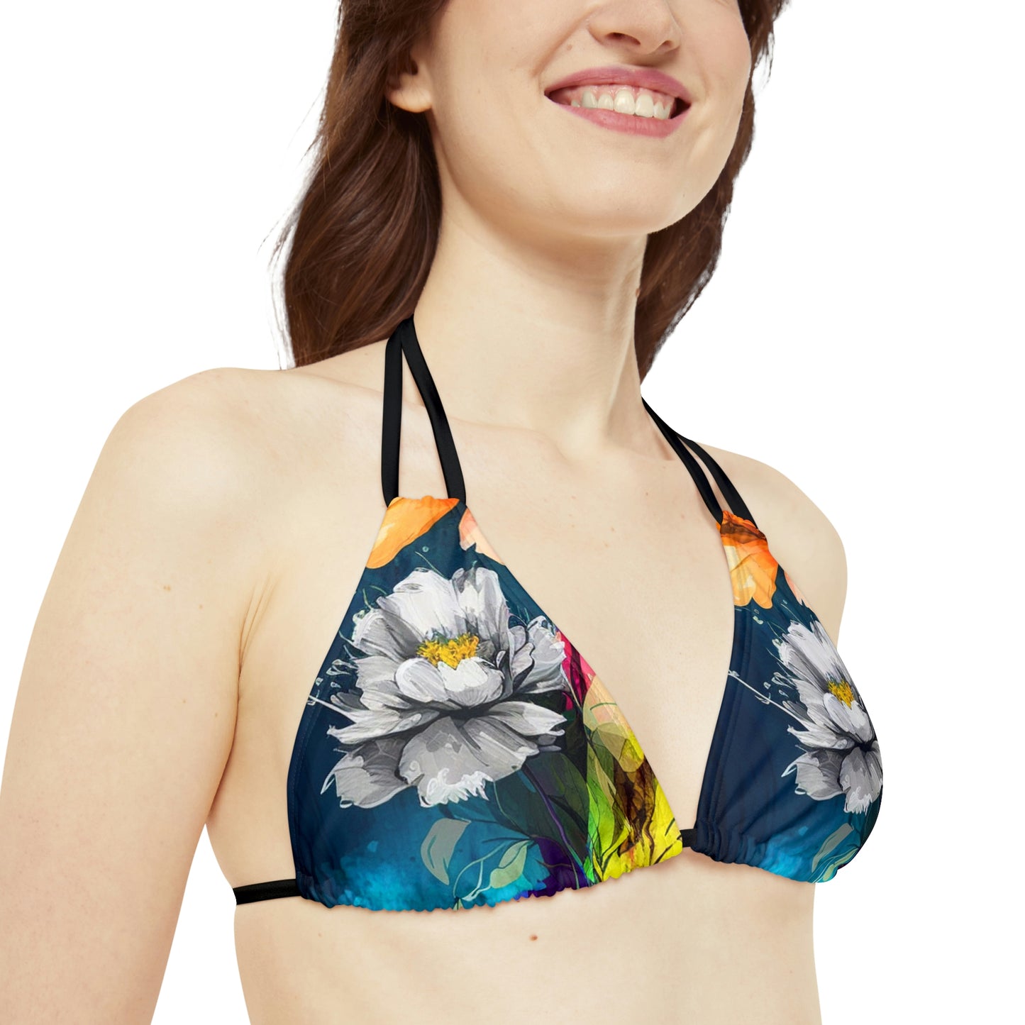 Strappy Bikini Set (AOP) Bright Spring Flowers 4