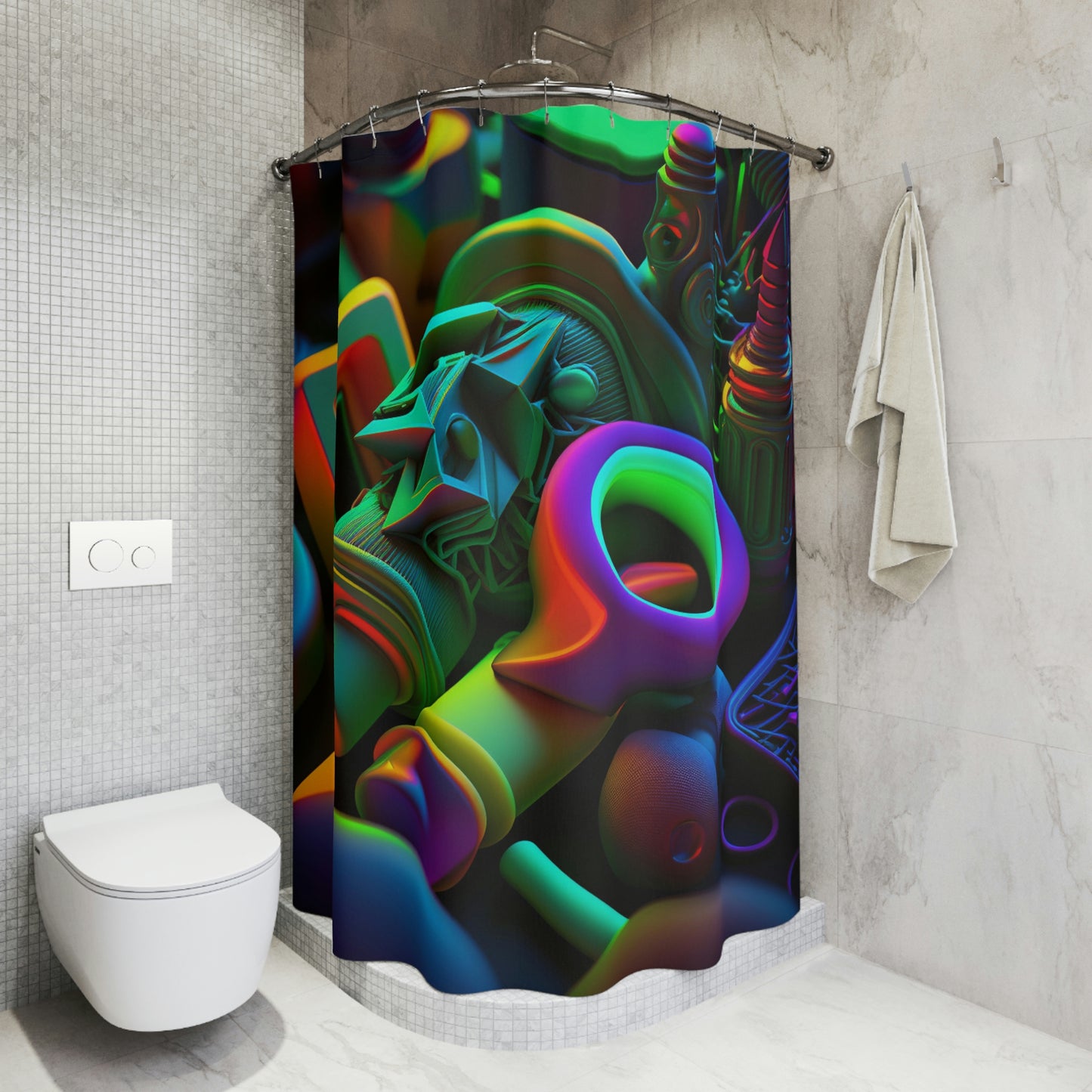 Polyester Shower Curtain neon glow 2