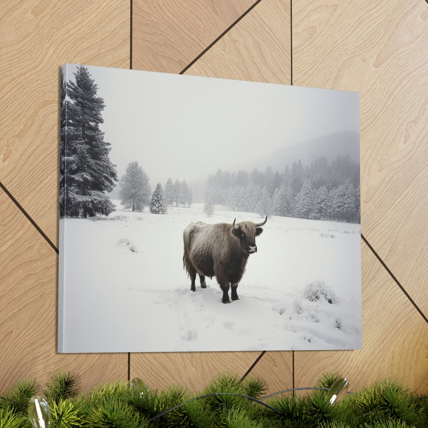 Canvas Gallery Wraps Cow Snow 4