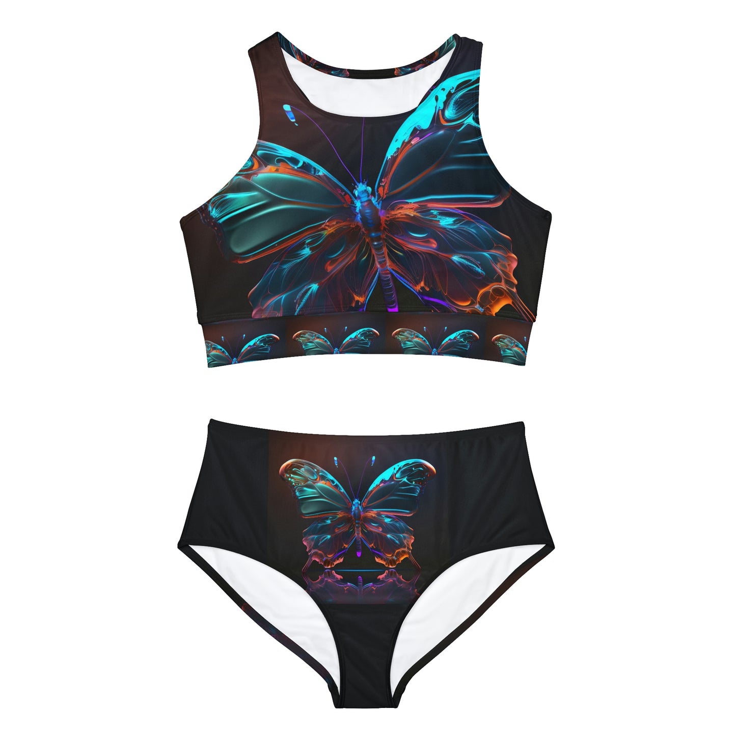 Sporty Bikini Set (AOP) Butterfly Color Neon 1
