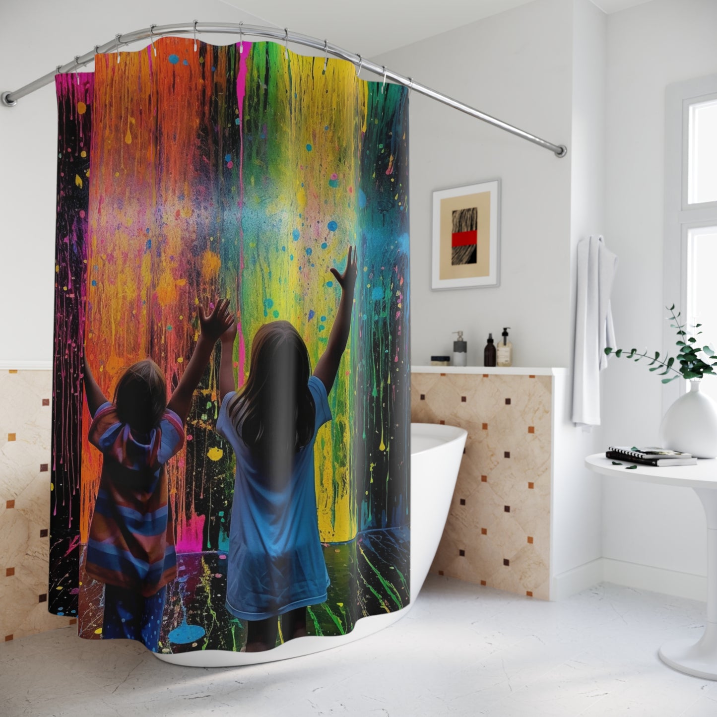 Polyester Shower Curtain rain color kid 4
