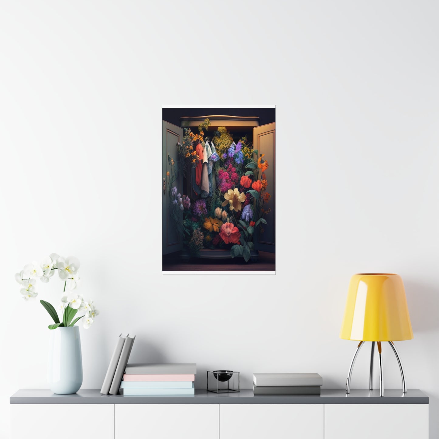 Premium Matte Vertical Posters A Wardrobe Surrounded by Flowers 4