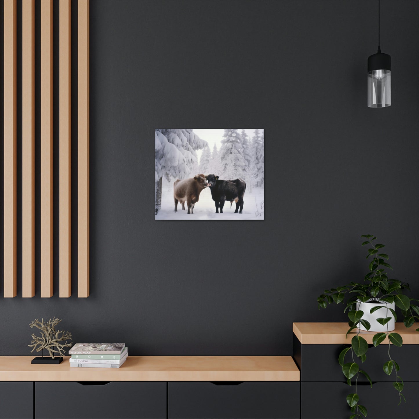 Canvas Gallery Wraps Long Haired Cow snow 3