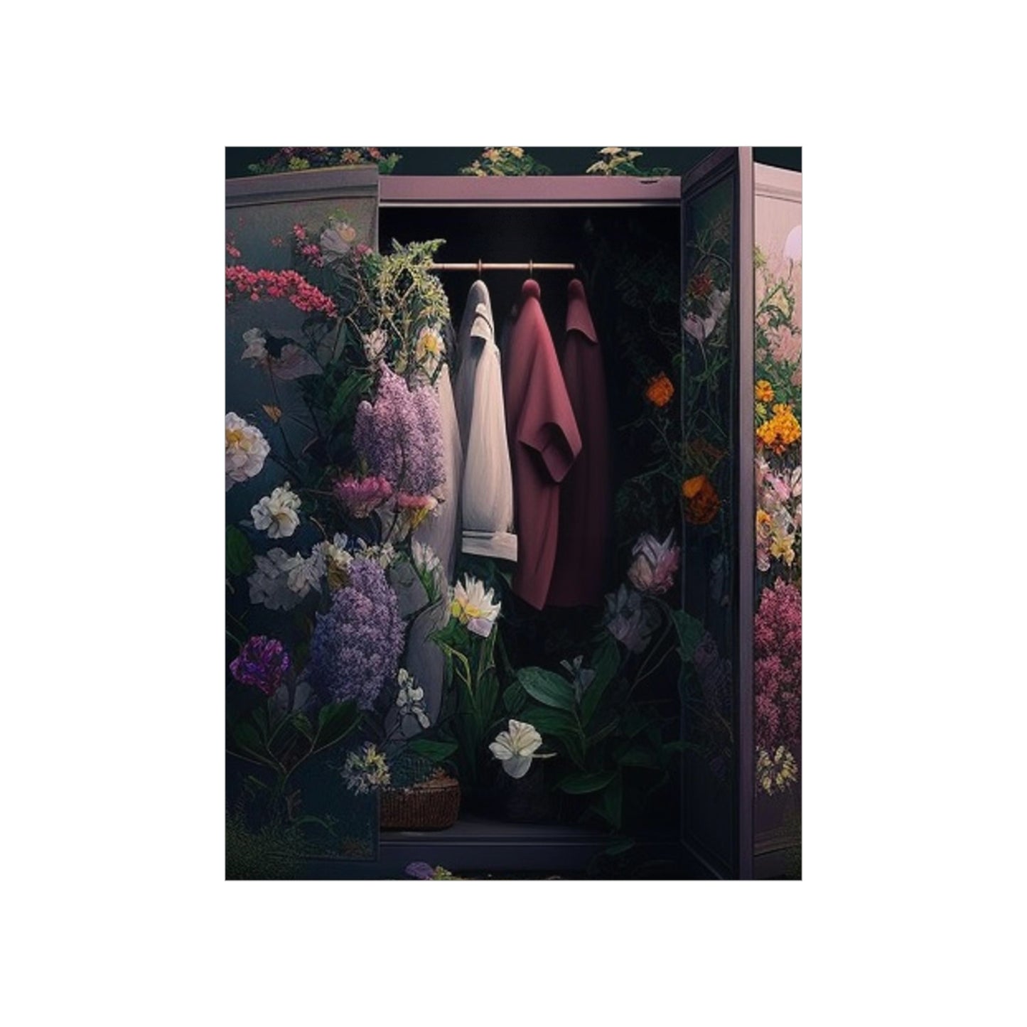 Premium Matte Vertical Posters A Wardrobe Surrounded by Flowers 2