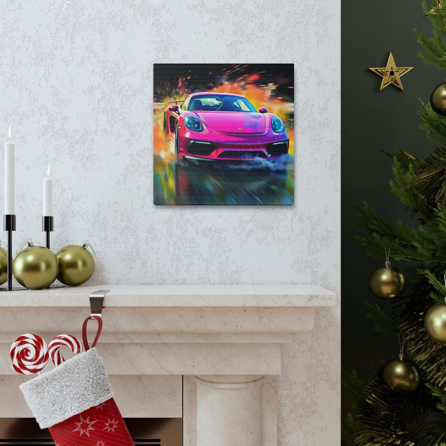 Canvas Gallery Wraps Pink Porsche water fusion 4