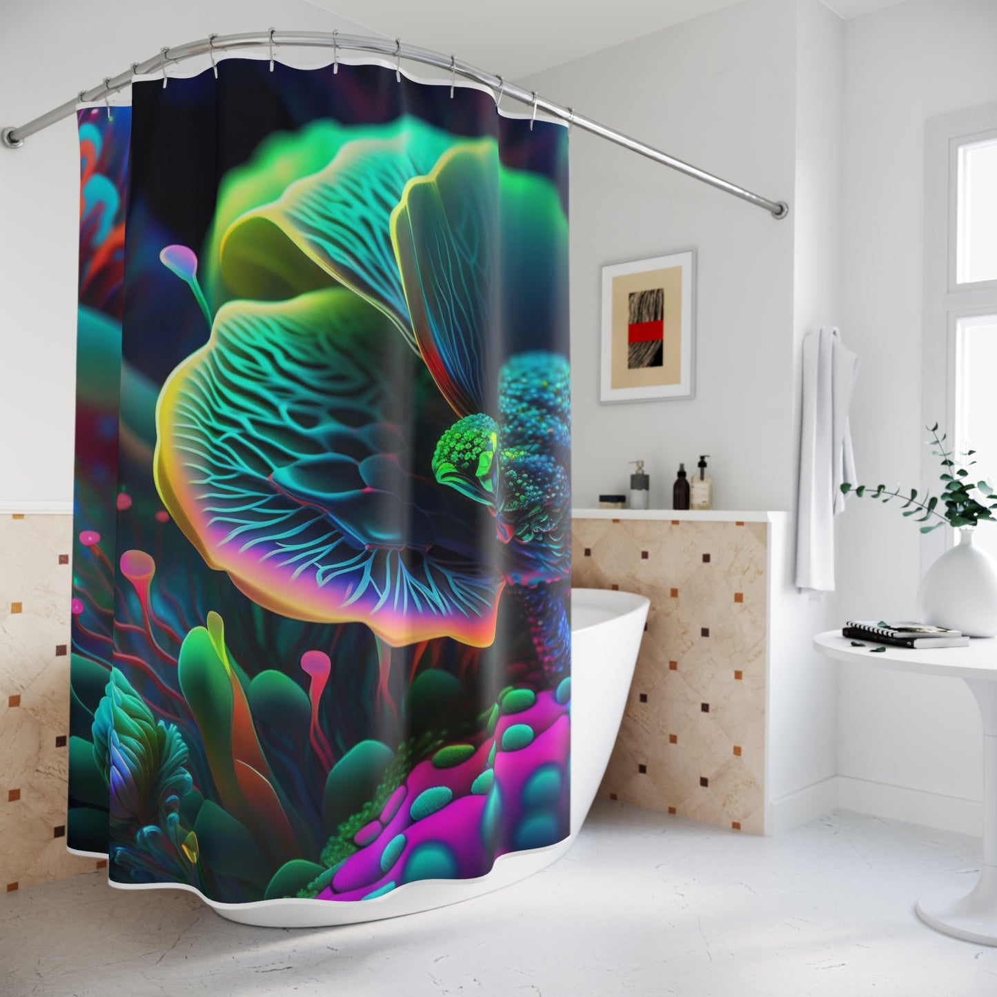 Polyester Shower Curtain Neon Florescent Glow 2