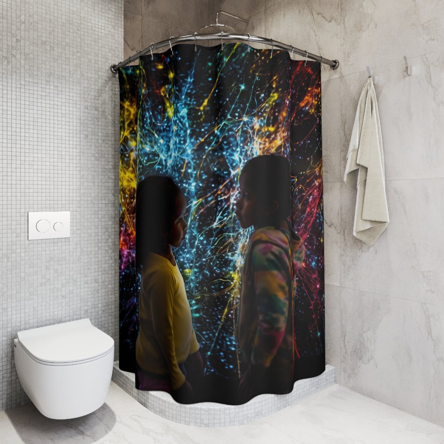 Polyester Shower Curtain kid color rain 2